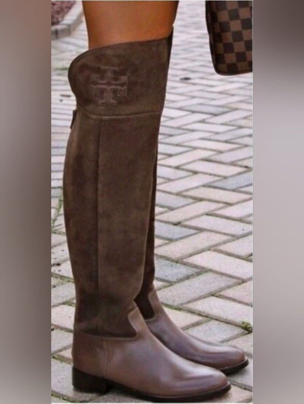 Tory Burch Simone Brown Suede & Leather Over the Knee Boots Size 6.5